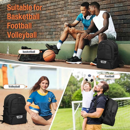 Large Capacity Backpack Equipment Bag With Ball And Shoe Compartment