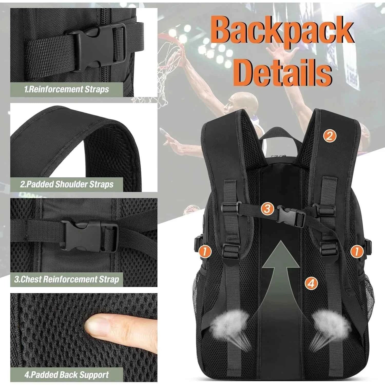 Large Capacity Backpack Equipment Bag With Ball And Shoe Compartment
