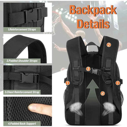 Large Capacity Backpack Equipment Bag With Ball And Shoe Compartment