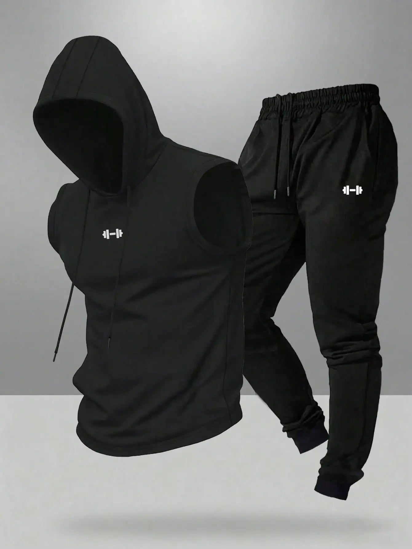 Gym Rark Men's Hooded Vest And Pants Sports Suit
