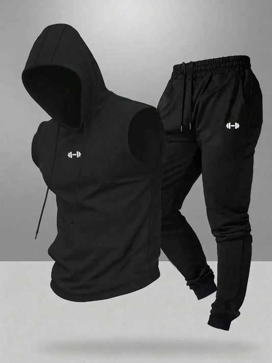 Gym Rark Men's Hooded Vest And Pants Sports Suit