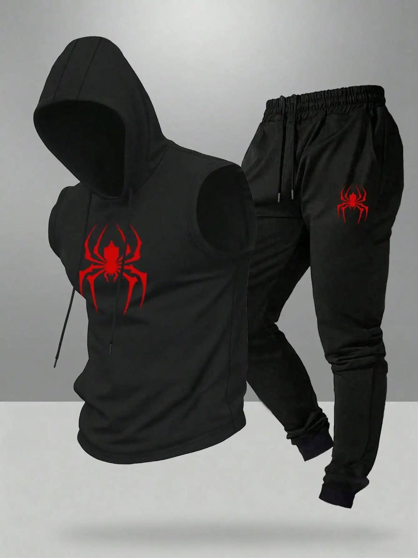 Gym Rark Men's Hooded Vest And Pants Sports Suit
